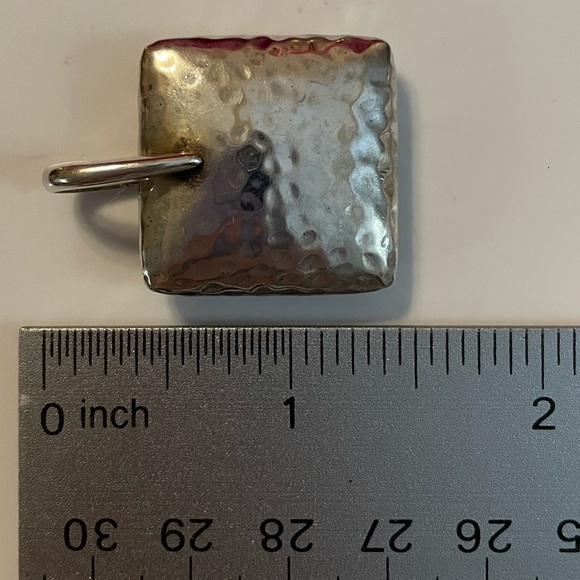 Silpada S1118 Iconic Puffy Hammered Square Pillow Sterling Silver Pendant - Picture 11 of 14